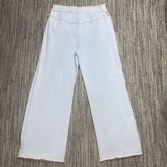 NWOT Mello LA Women's Large Light Blue Wash Frayed Seams Wide Leg‎ Jeans Baggy - Picture 9 of 9